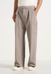 Luca - Relaxed Fit Pleated Pocket Trousers - Mushroom
