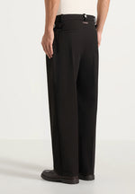 Pierre - Twin Pleat Tailored Trousers - Dark Brown