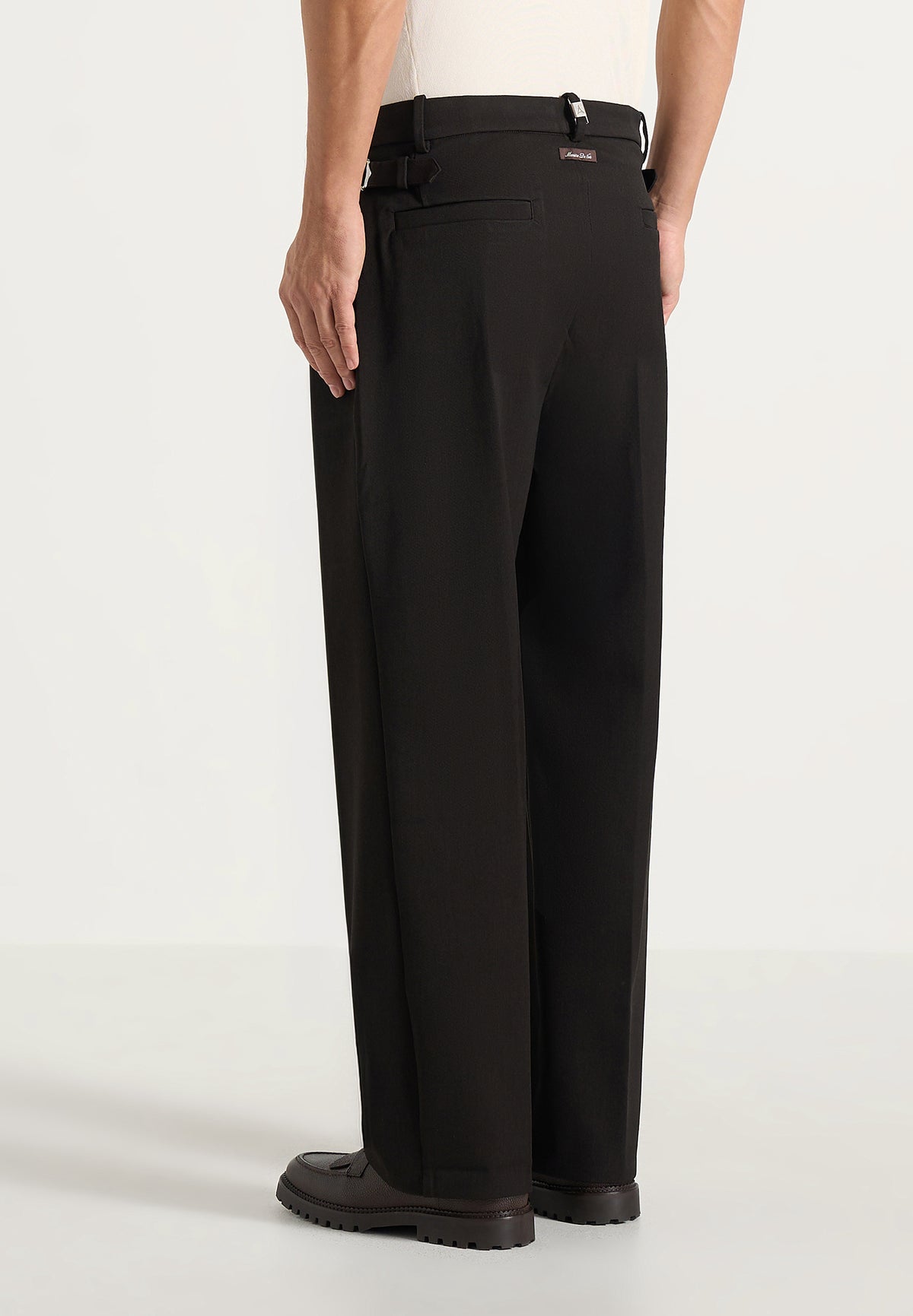 Pierre - Twin Pleat Tailored Trousers - Dark Brown