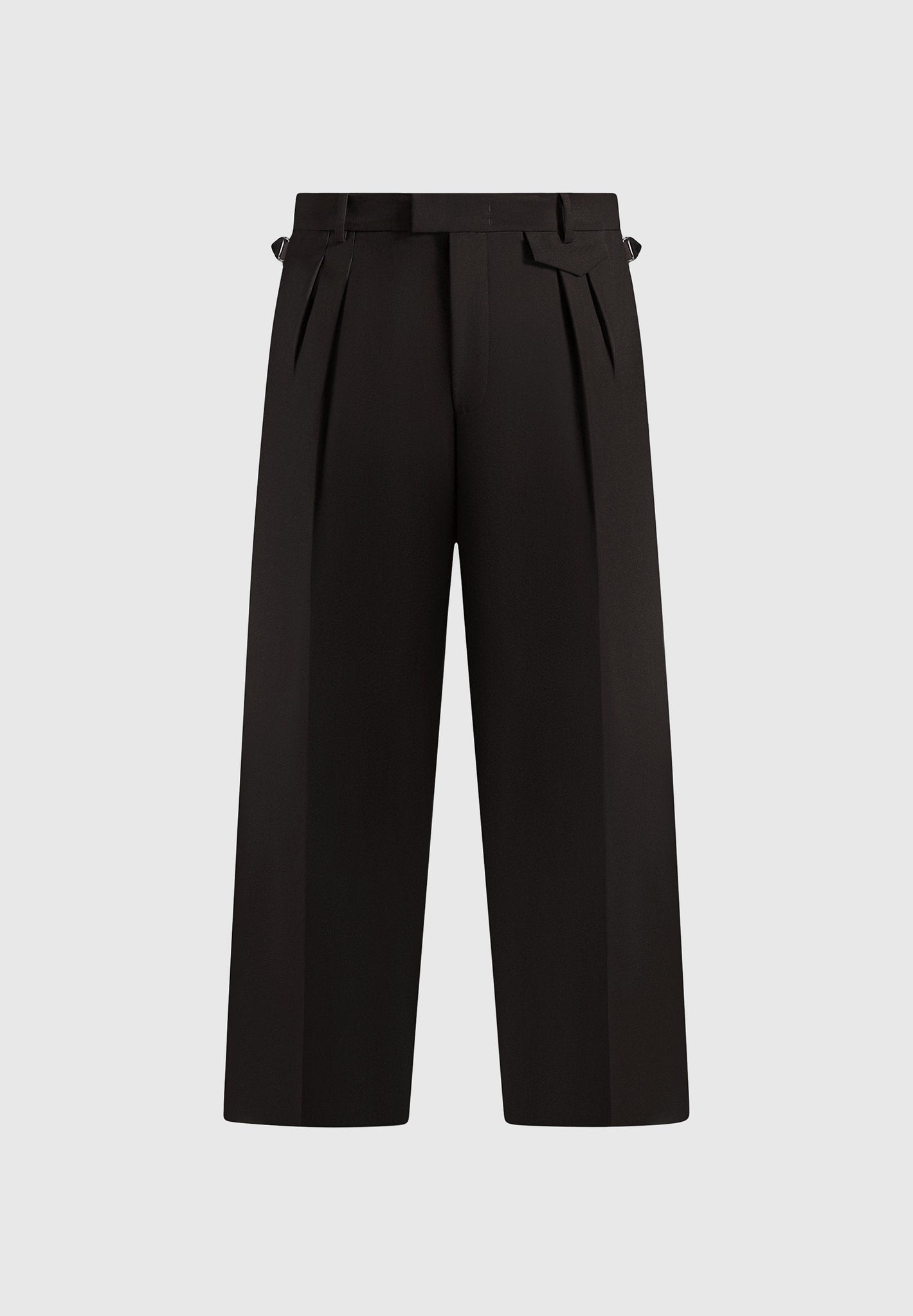 Pierre - Relaxed Fit Pleated Tailored Trousers - Dark Brown