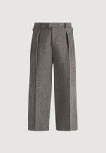 Dorian - Herringbone Wool Pleated Trousers - Grey