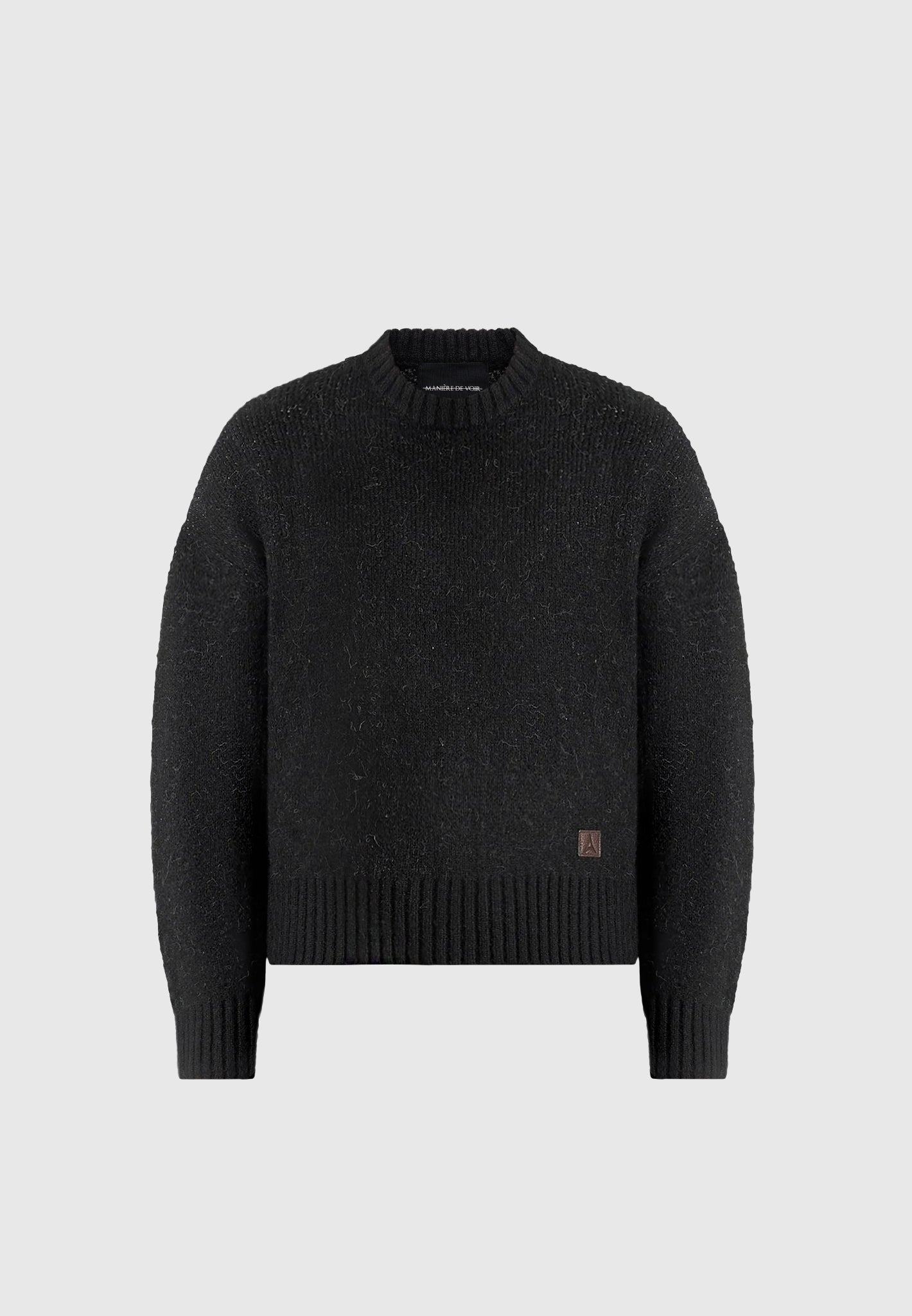 Kamil - Art Slogan Brushed Wool Knit Jumper - Black