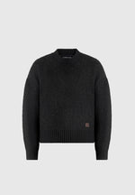 Kamil - Art Slogan Brushed Wool Knit Jumper - Black
