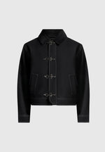 Nino - Clasp Detail Contrast Stitch Gabardine Jacket - Black