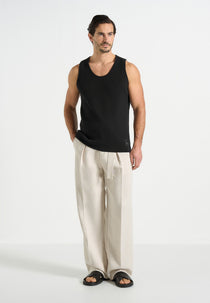 Justin - Ribbed Cotton Vest - Black