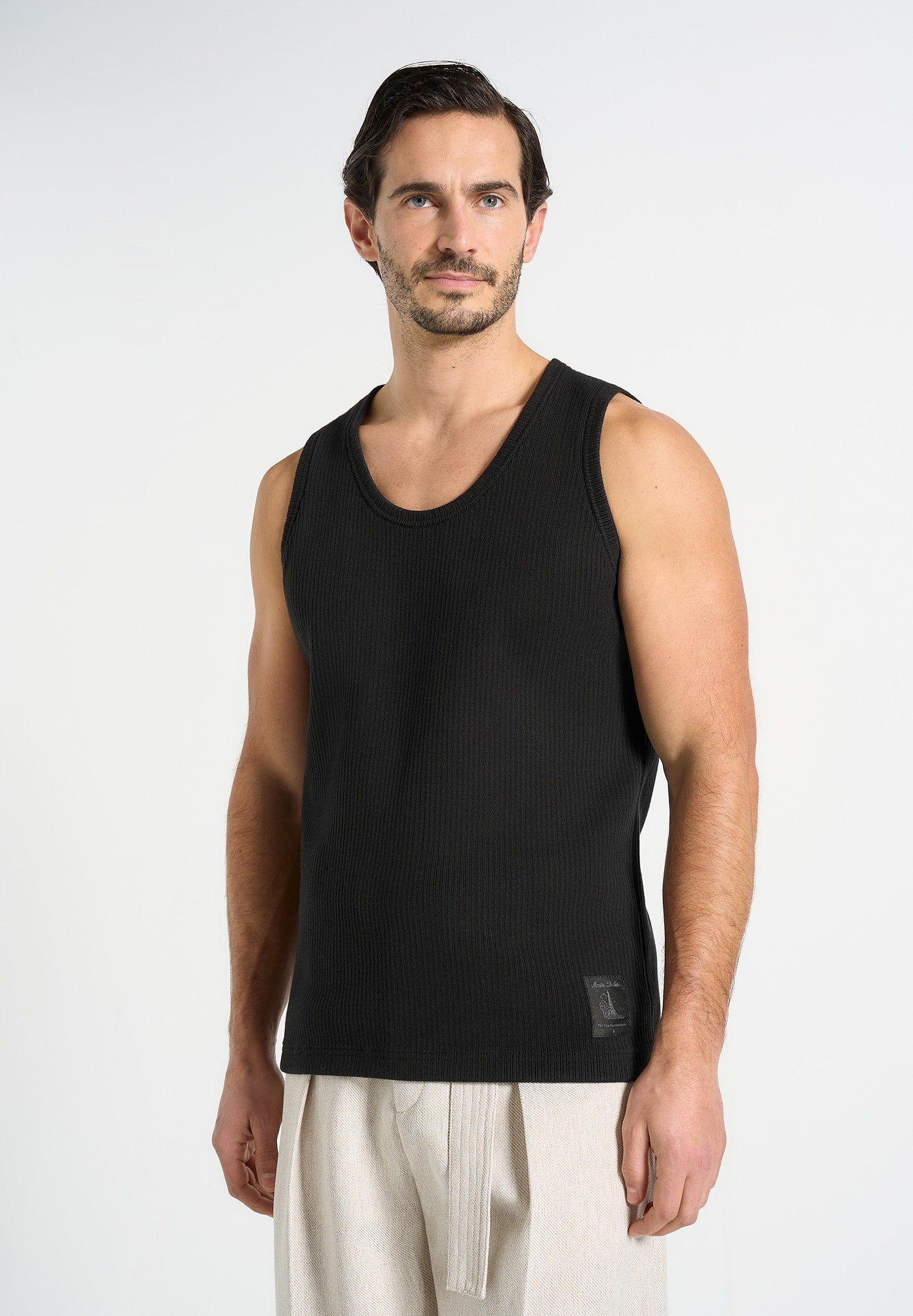 Justin - Ribbed Cotton Vest - Black