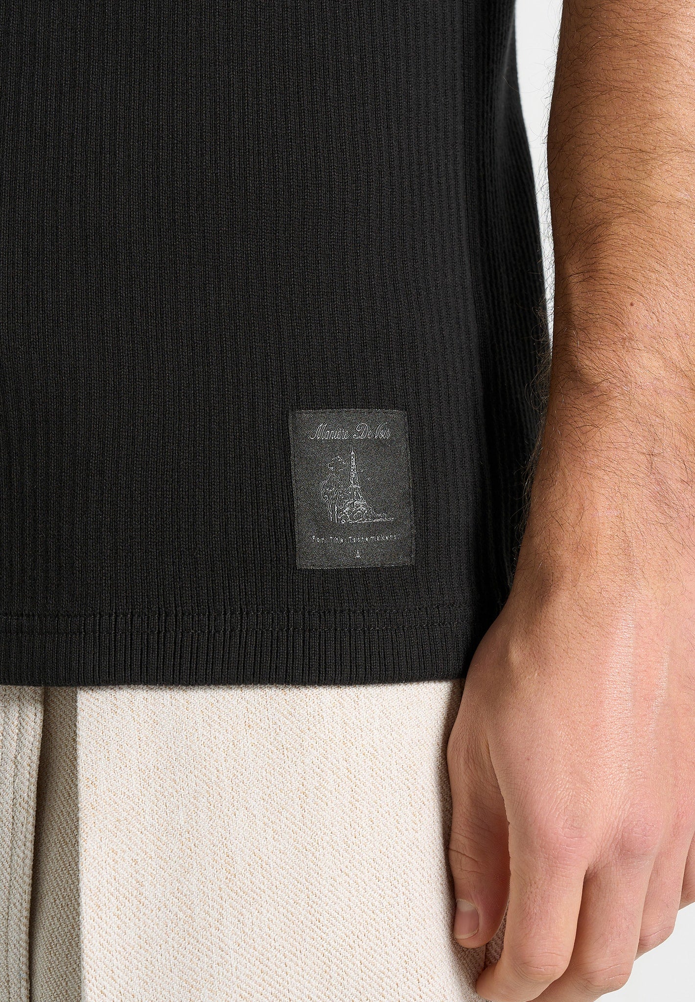 Justin - Ribbed Cotton Vest - Black