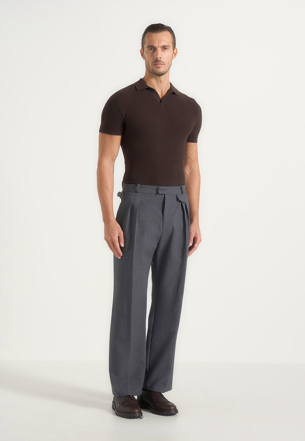 Pierre - Twin Pleat Tailored Wool-Blend Trousers - Grey