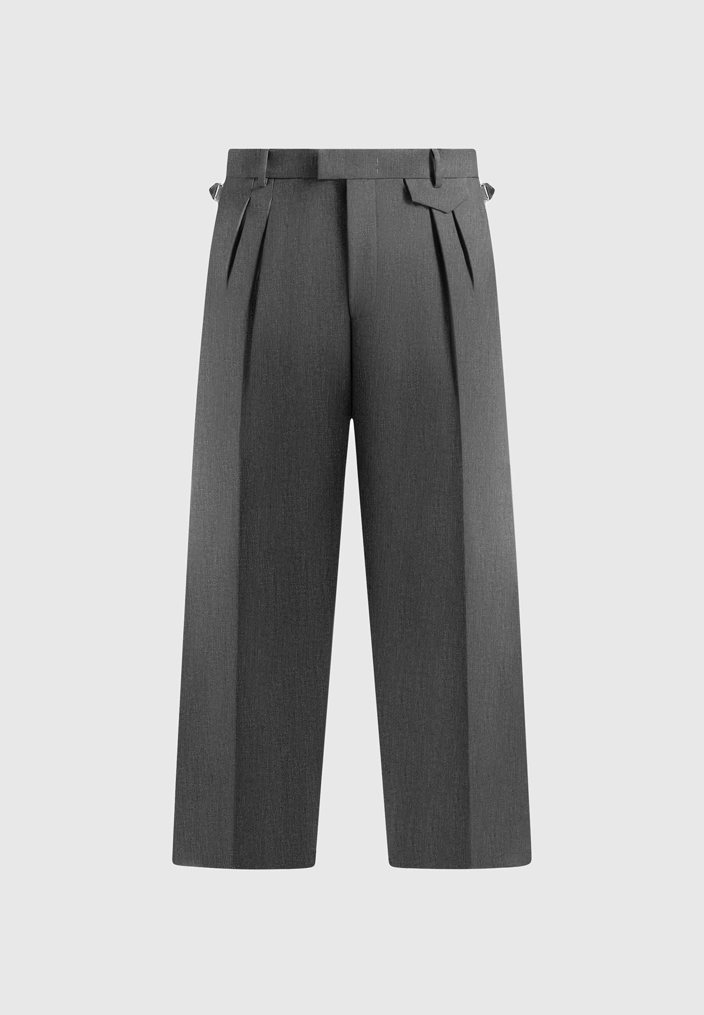 Pierre - Relaxed Fit Pleated Tailored Trousers - Grey