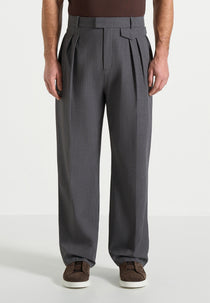 Pierre - Twin Pleat Tailored Trousers - Grey
