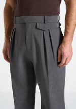Pierre - Relaxed Fit Pleated Tailored Trousers - Grey