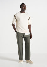 Georges - Varsity Cotton T-Shirt - Cream/Olive