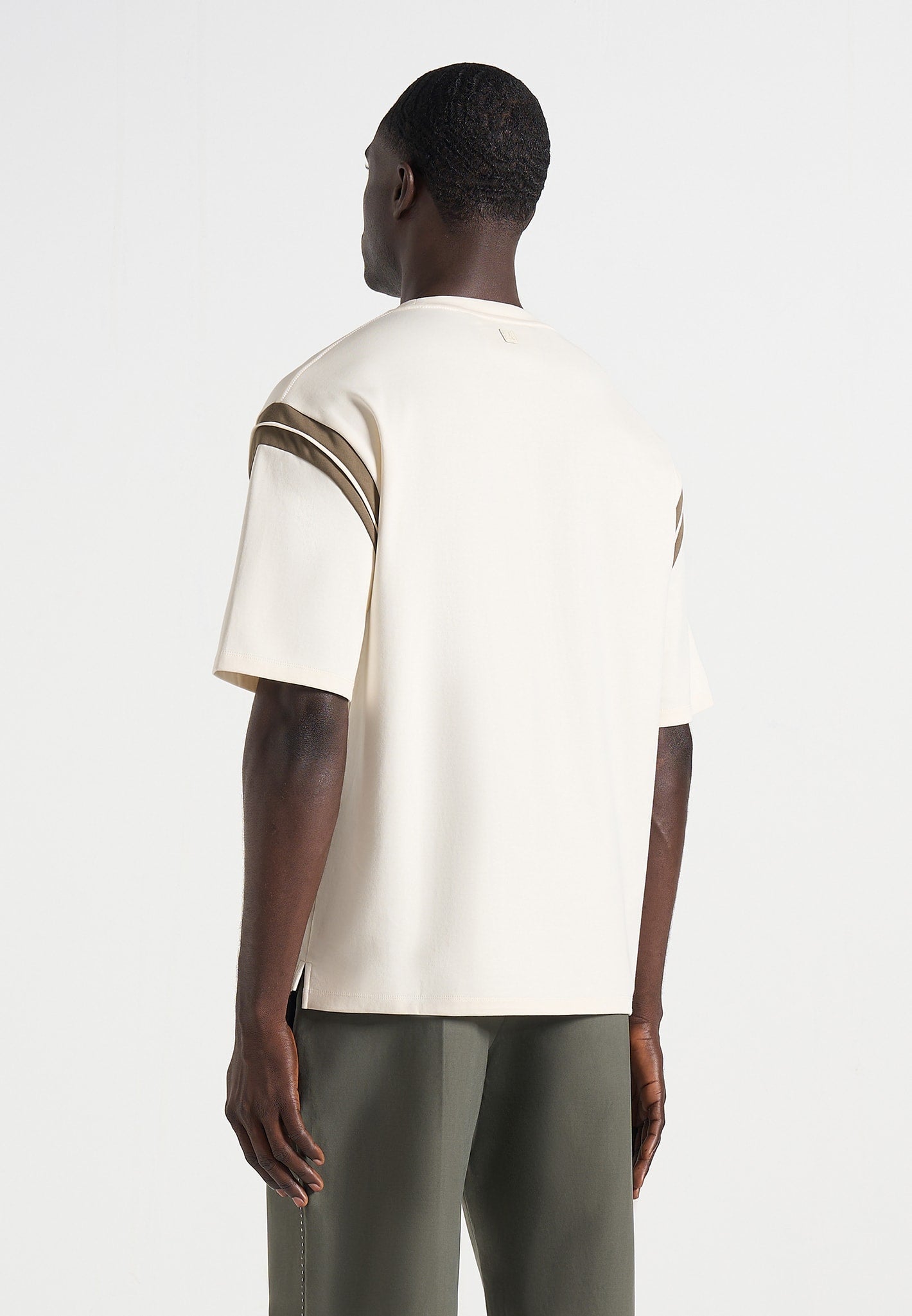 Georges - Varsity Cotton T-Shirt - Cream/Olive