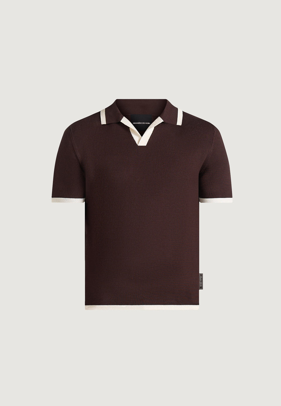 Lambert - Contrast Detail Knit Polo Shirt - Brown