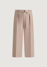 Loic - Wide Leg Tailored Trousers With Belt - Taupe