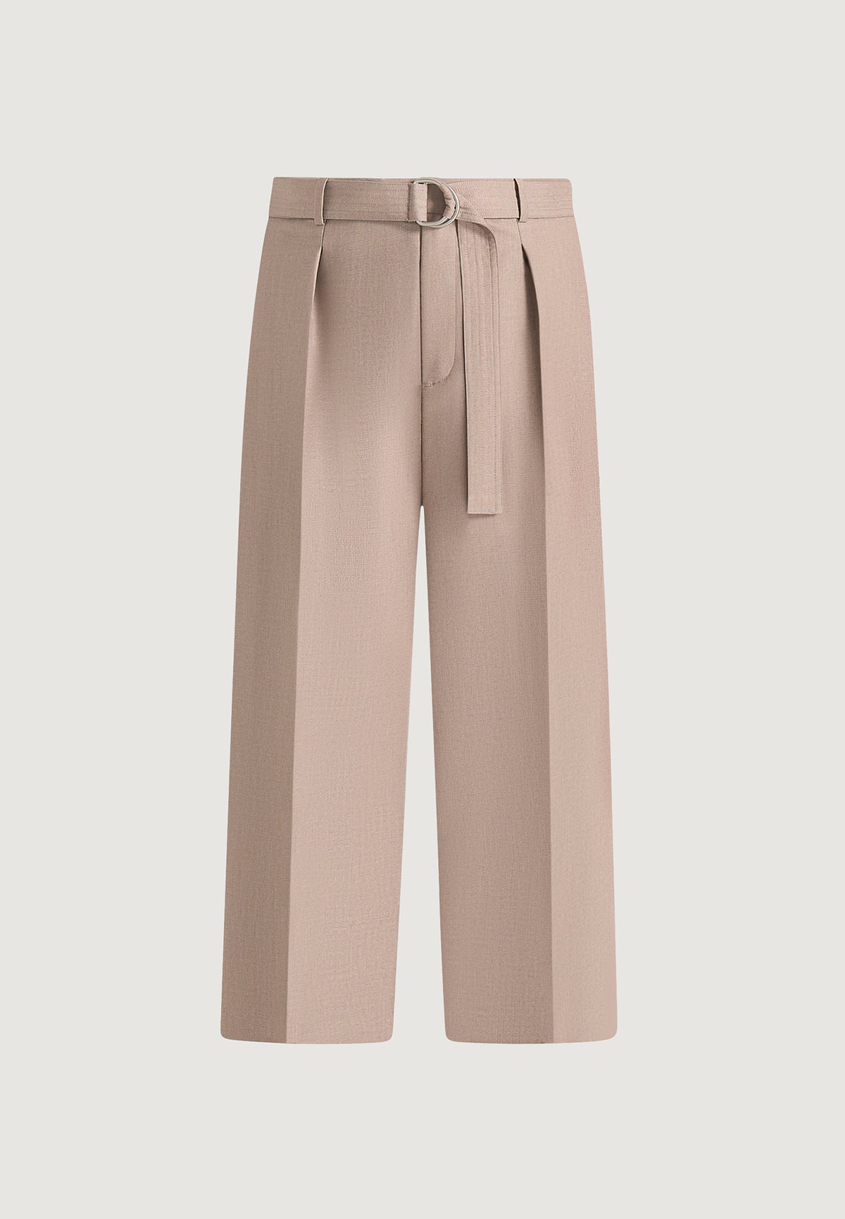 Loic - Wide Leg Tailored Trousers With Belt - Taupe