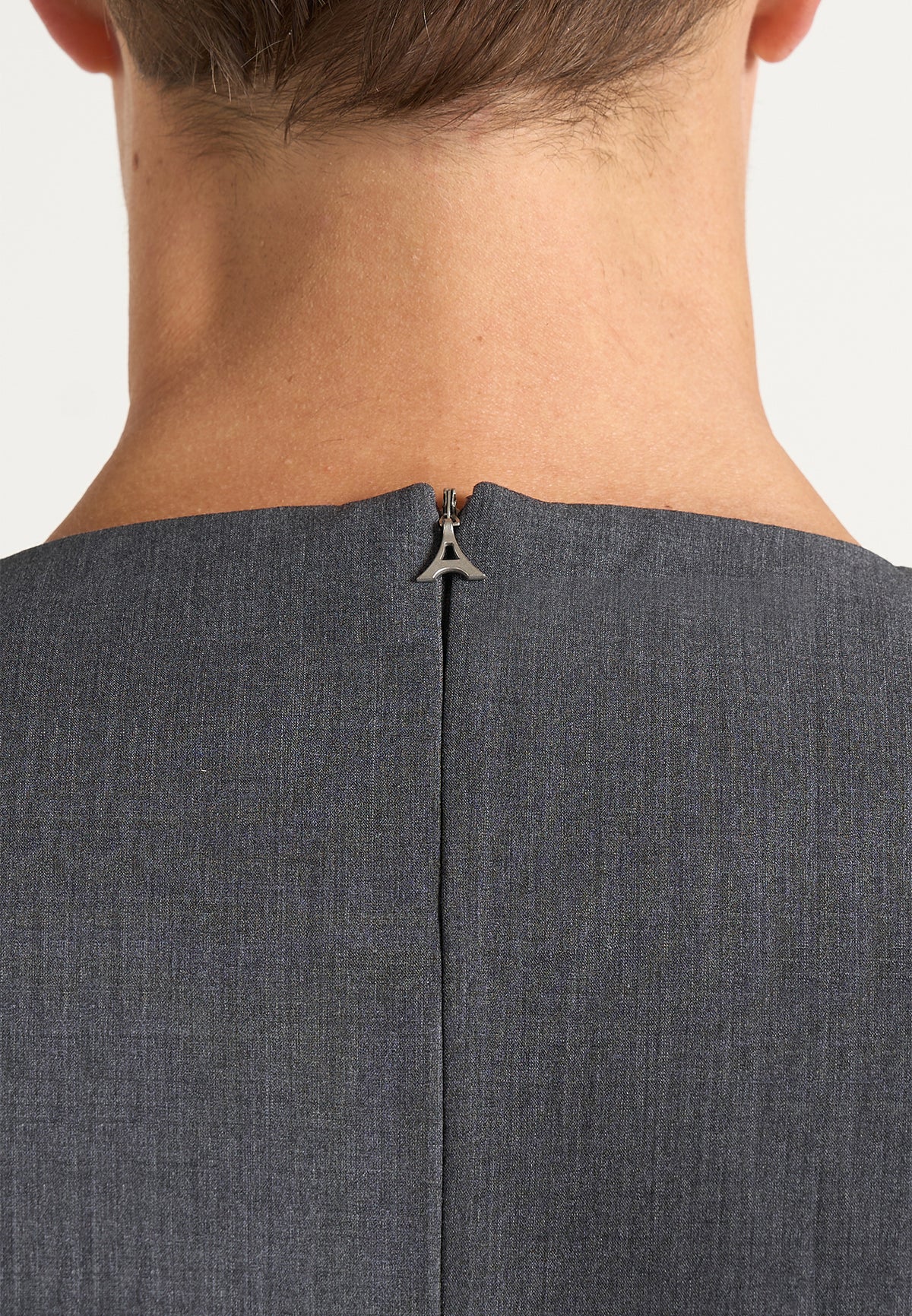 Leon - Boxy Cropped Hatched Wool-Blend T-Shirt - Grey