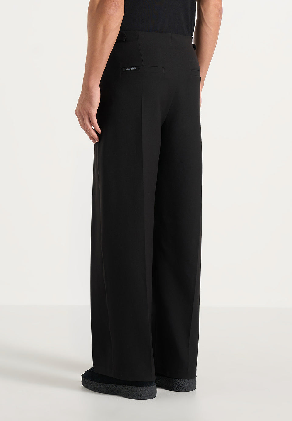 Lior - Box Pleat Wide Leg Wool-Blend Trousers - Black