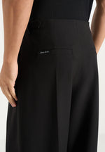 Lior - Box Pleat Wide Leg Wool-Blend Trousers - Black
