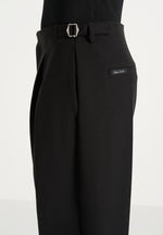 Lior - Box Pleat Wide Leg Wool-Blend Trousers - Black