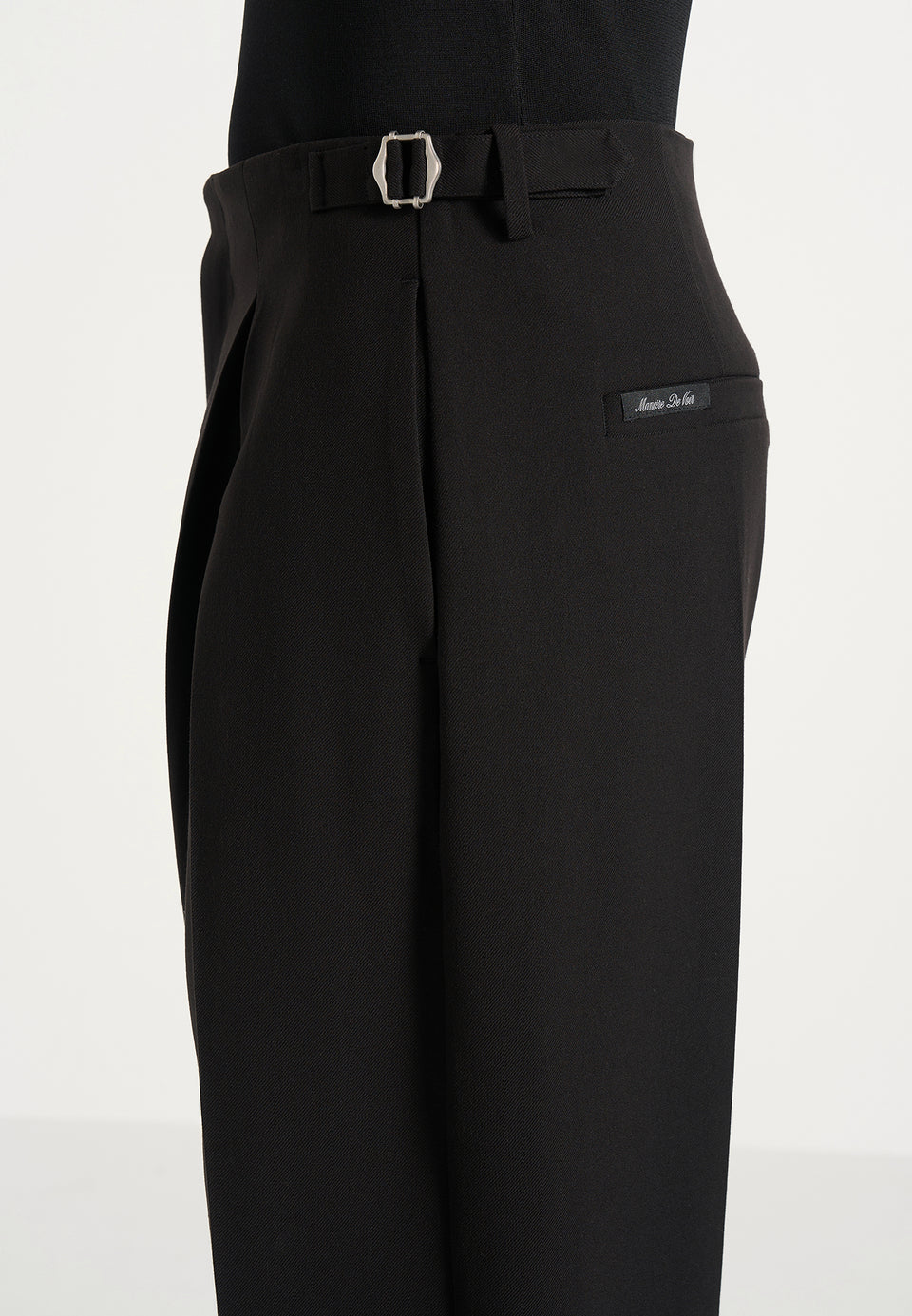 Lior - Box Pleat Wide Leg Wool-Blend Trousers - Black
