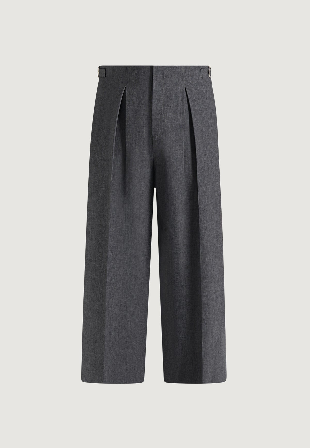 Lior - Box Pleat Wide Leg Wool-Blend Trousers - Grey