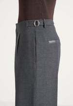 Lior - Box Pleat Wide Leg Wool-Blend Trousers - Grey