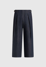 Lior - Box Pleat Wide Leg Denim Jeans - Indigo