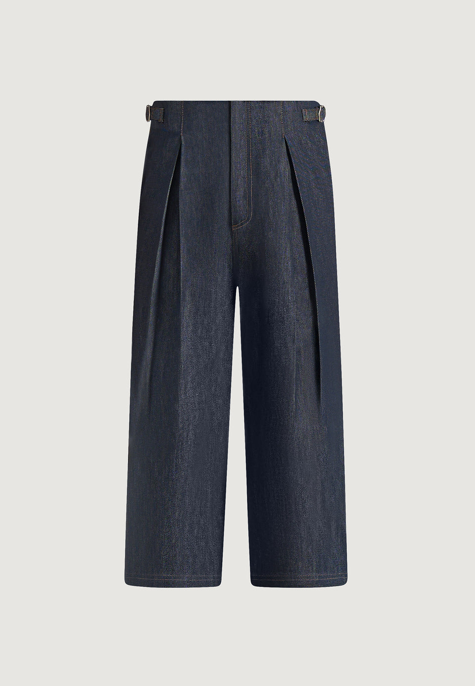 Lior - Box Pleat Wide Leg Denim Jeans - Indigo