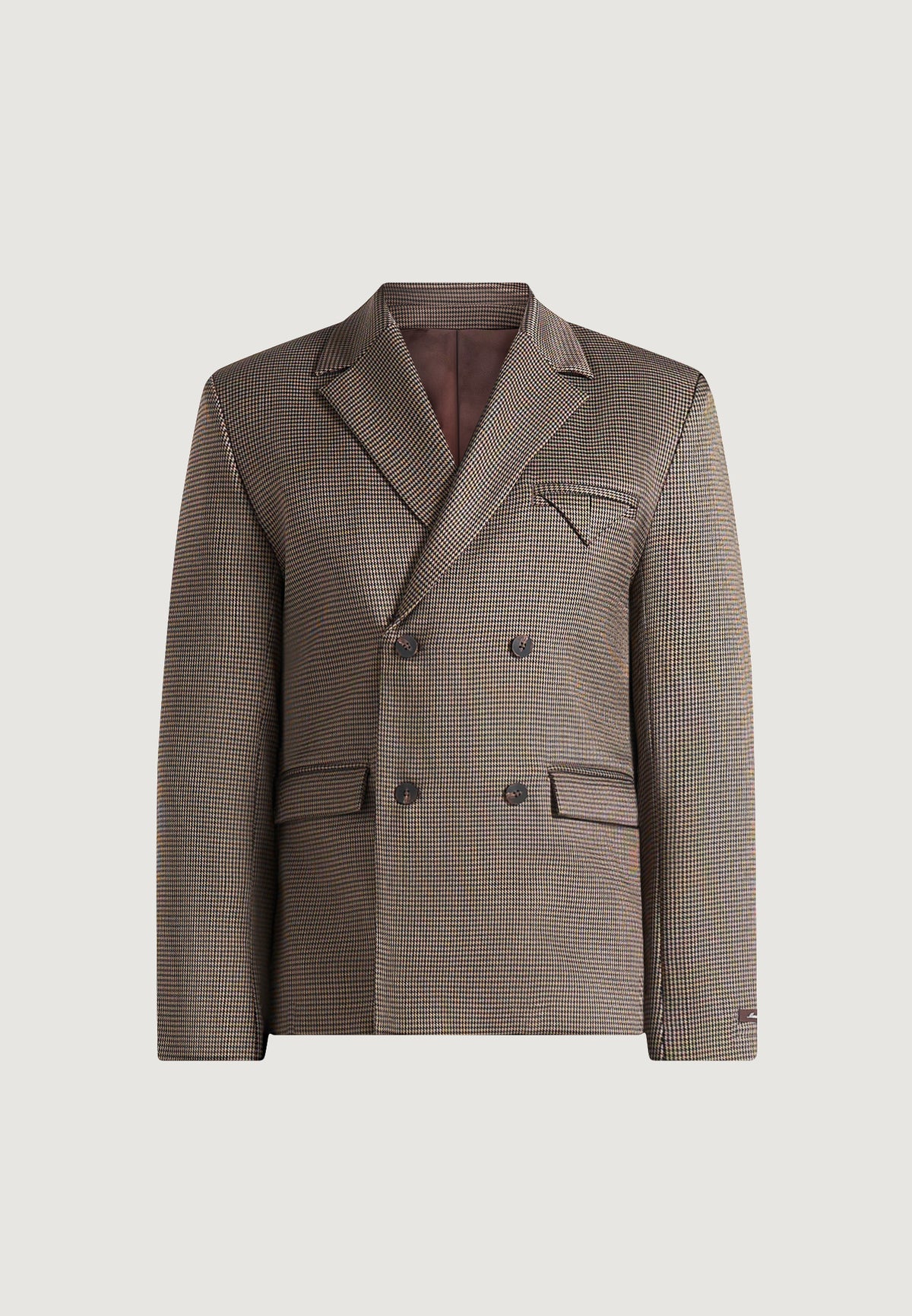 Didier - Houndstooth Double Breasted Suit Blazer - Brown
