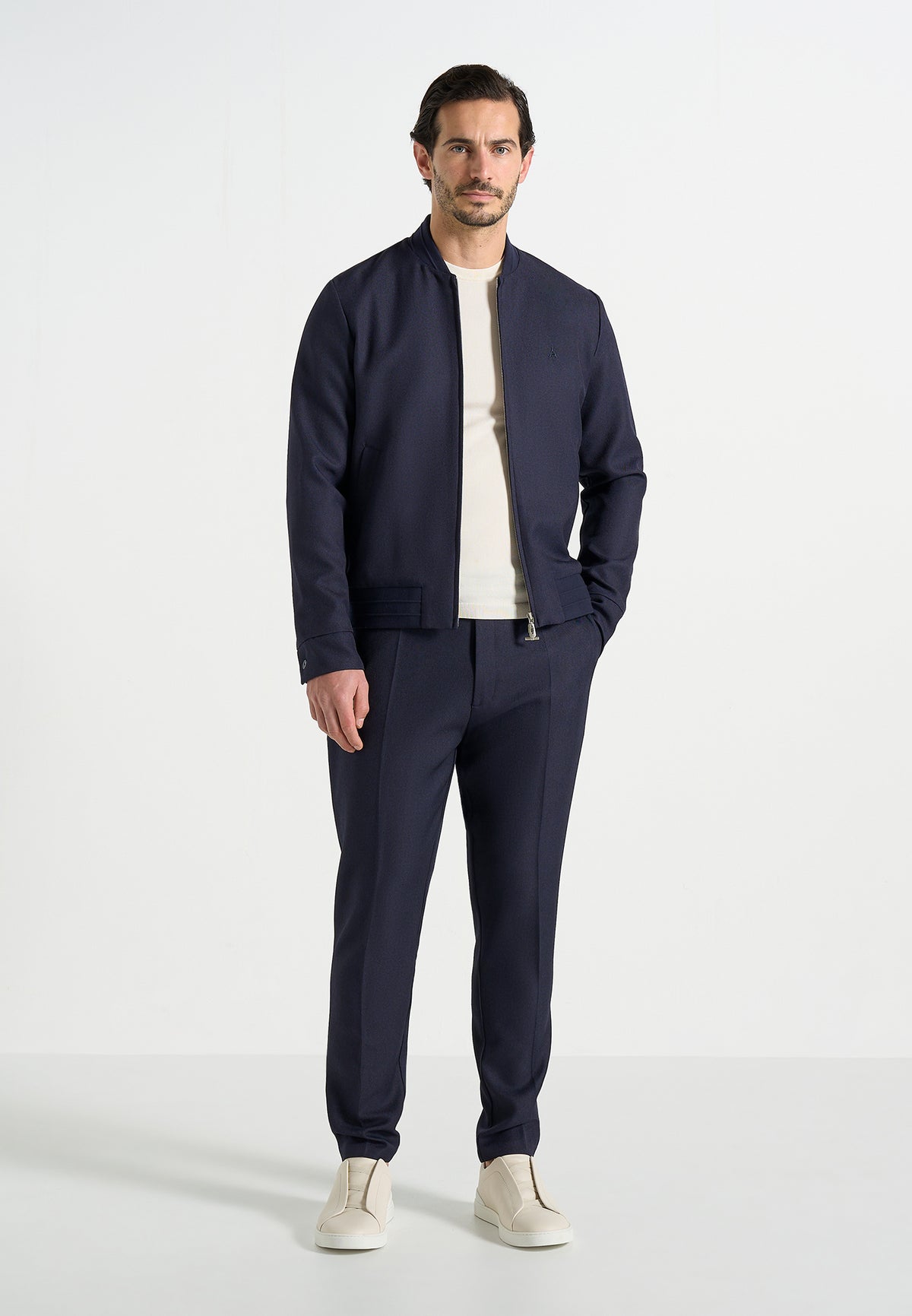 Hubert - Slim Fit Tailored Trousers - Navy