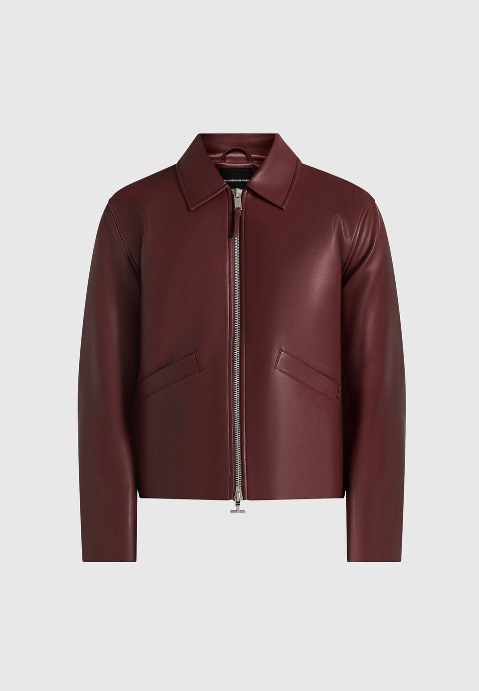 Yves - Minimal Leather Jacket - Wine Red