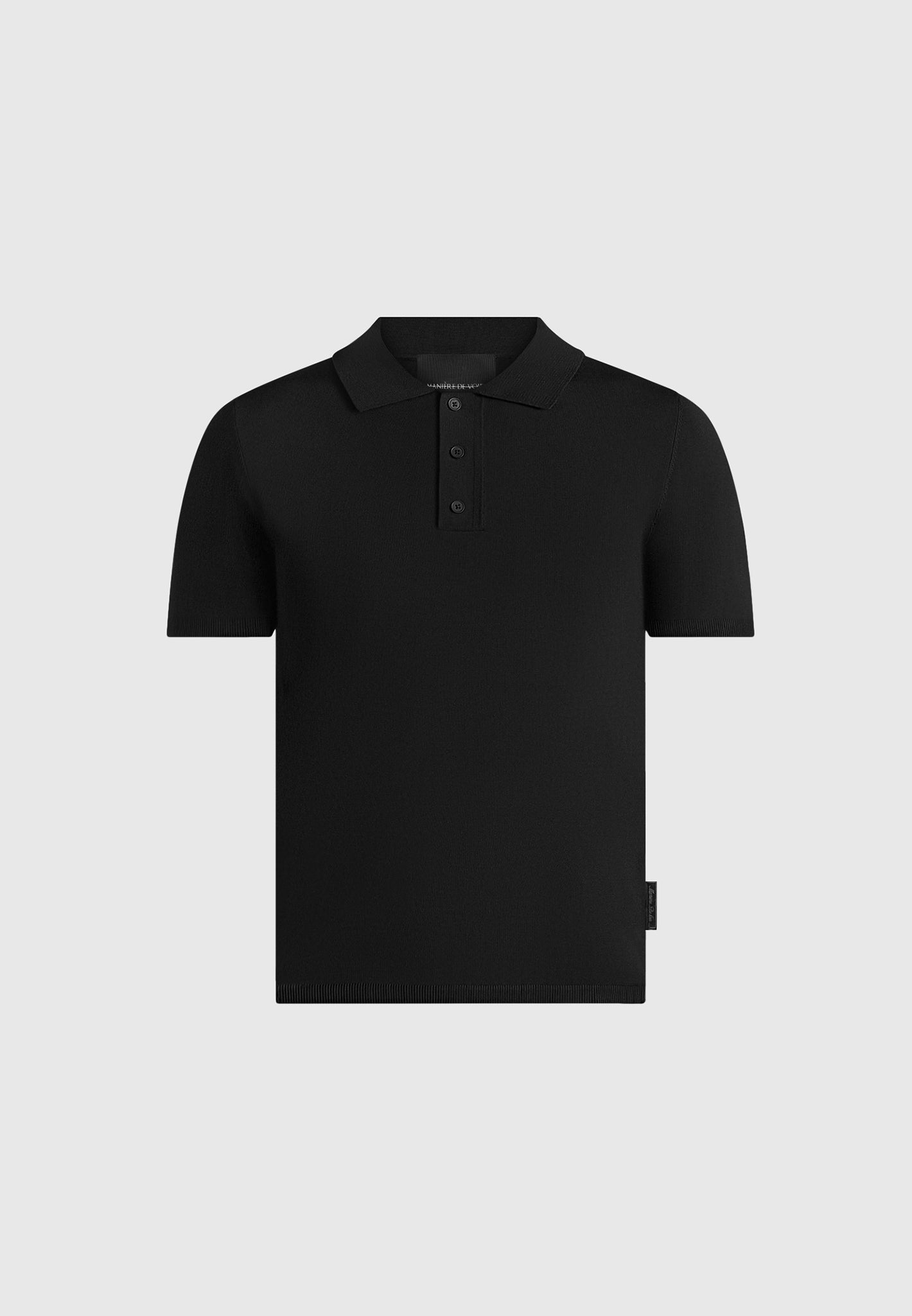 PL001 - Luxe Knitted Polo Top - Black