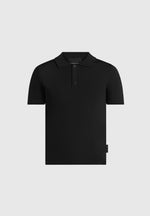 PL001 - Luxe Knitted Polo Top - Black