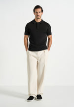 Bryn - Luxe Knitted Polo Top - Black