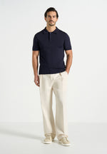 Bryn - Luxe Knitted Polo Top - Navy