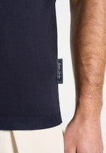Bryn - Luxe Knitted Polo Top - Navy