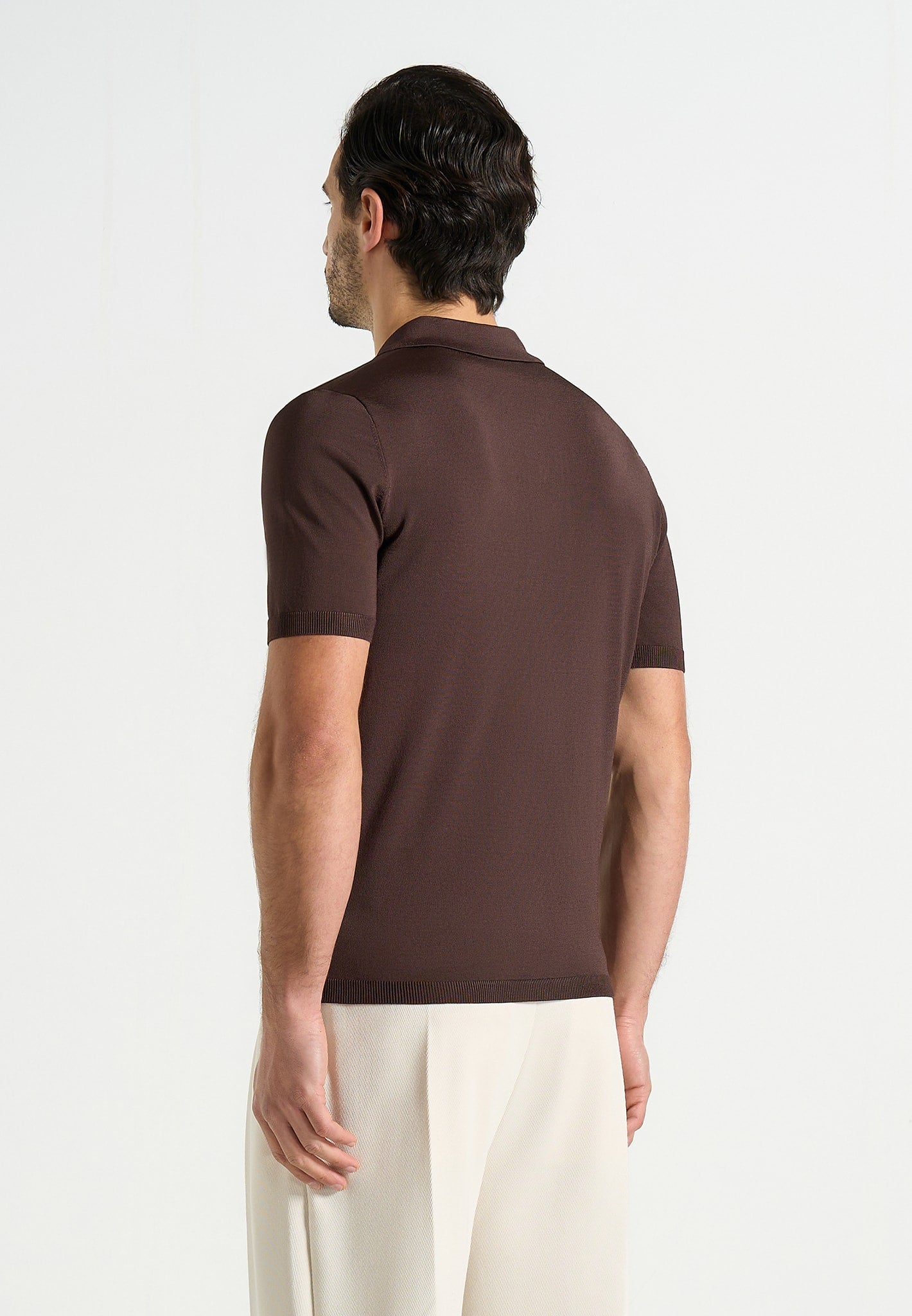 Bryn - Luxe Knitted Polo Top - Brown