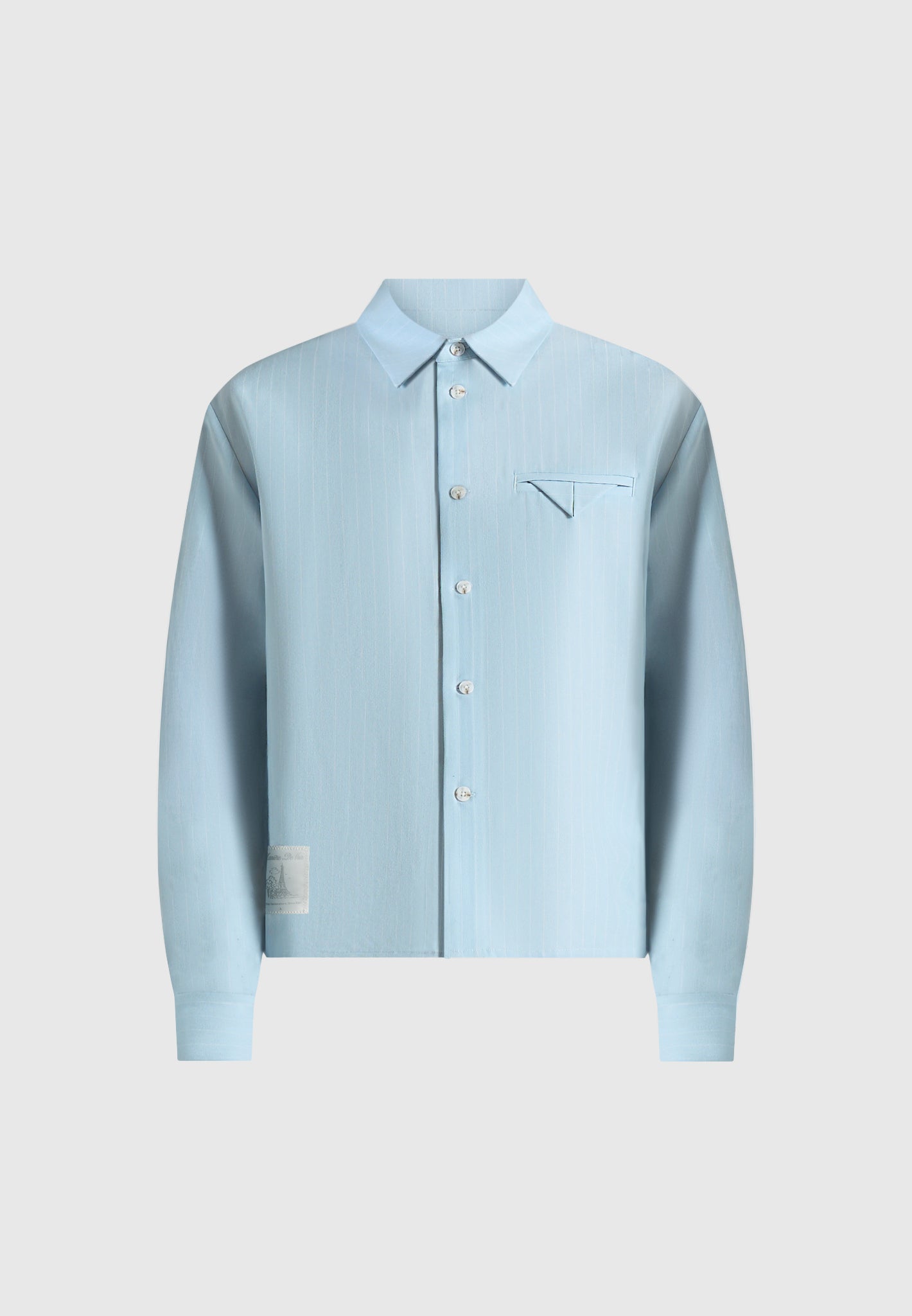 Arlo - Pinstripe Cropped Long Sleeve Shirt - Blue