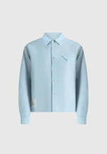 Arlo - Pinstripe Cropped Long Sleeve Shirt - Blue