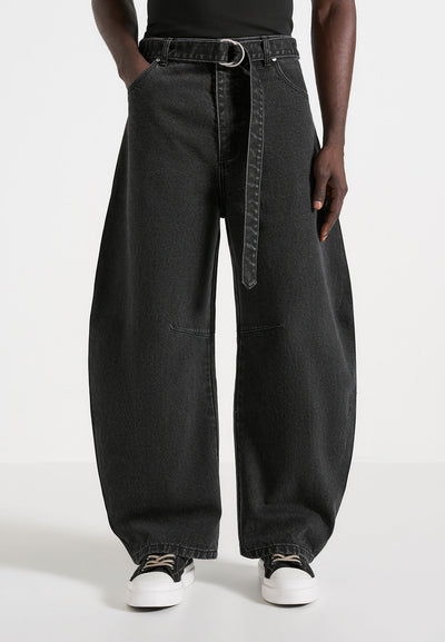 Xander - Barrel Leg Jeans - Black