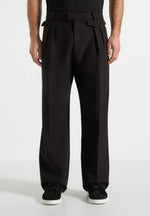 Pierre - Relaxed Fit Pleated Tailored Trousers - Black