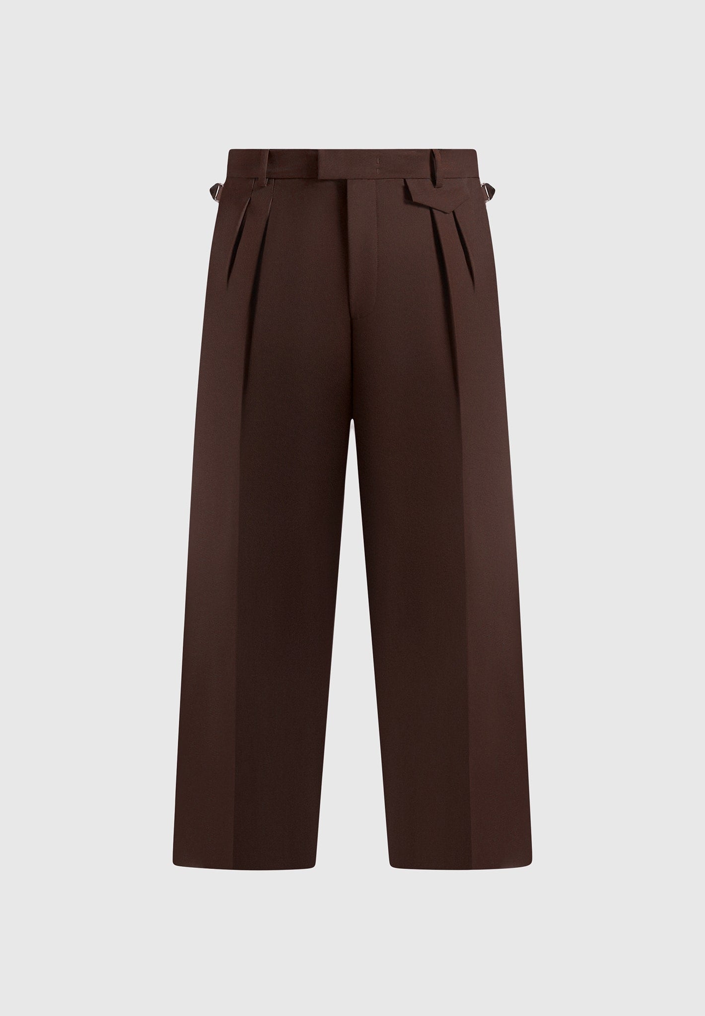 Pierre - Relaxed Fit Pleated Tailored Trousers - Brown