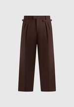 Pierre - Relaxed Fit Pleated Tailored Trousers - Brown