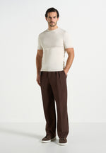 Pierre - Relaxed Fit Pleated Tailored Trousers - Brown