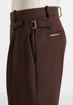 Pierre - Relaxed Fit Pleated Tailored Trousers - Brown