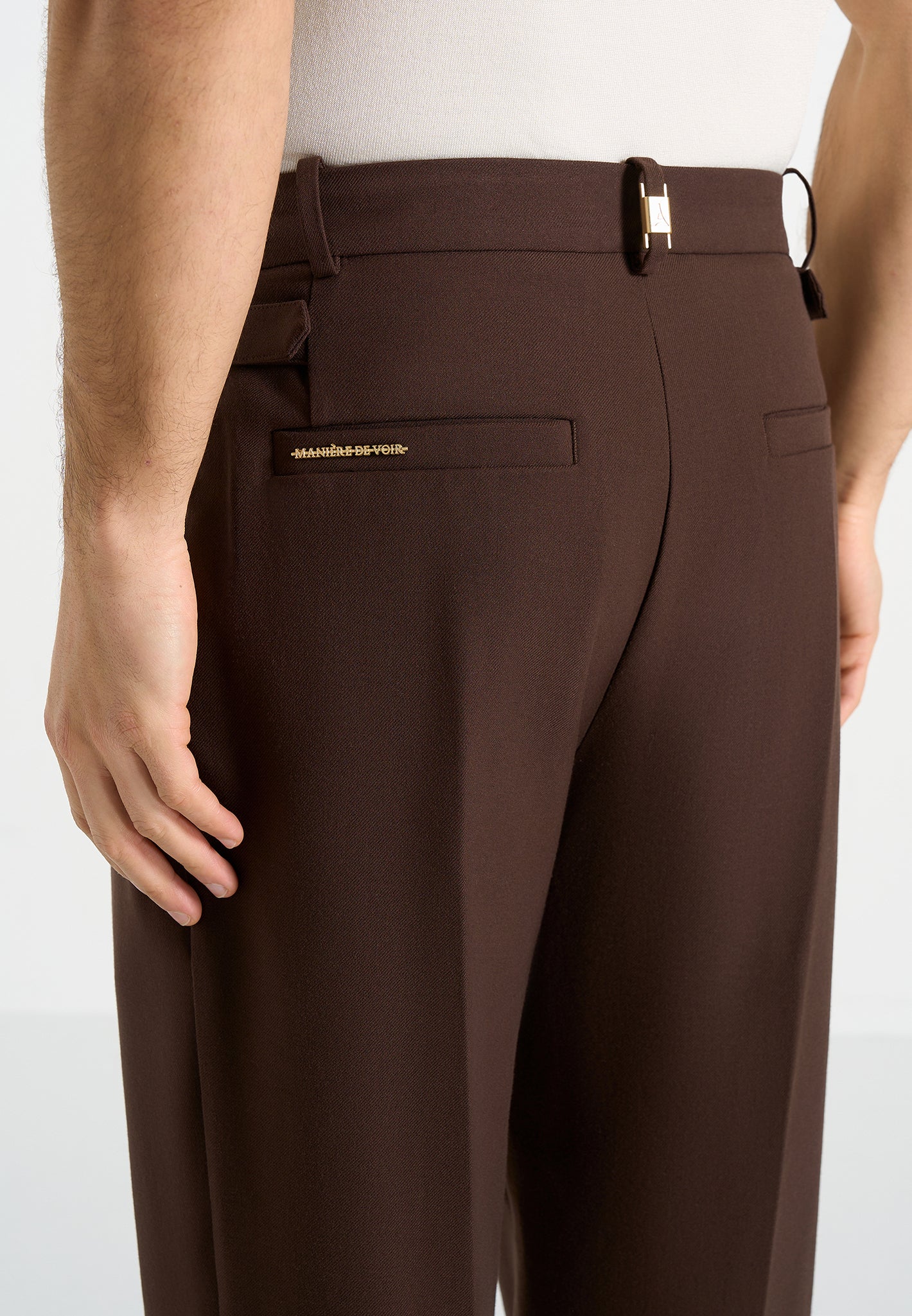 Pierre - Relaxed Fit Pleated Tailored Trousers - Brown