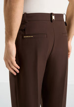 Pierre - Relaxed Fit Pleated Tailored Trousers - Brown
