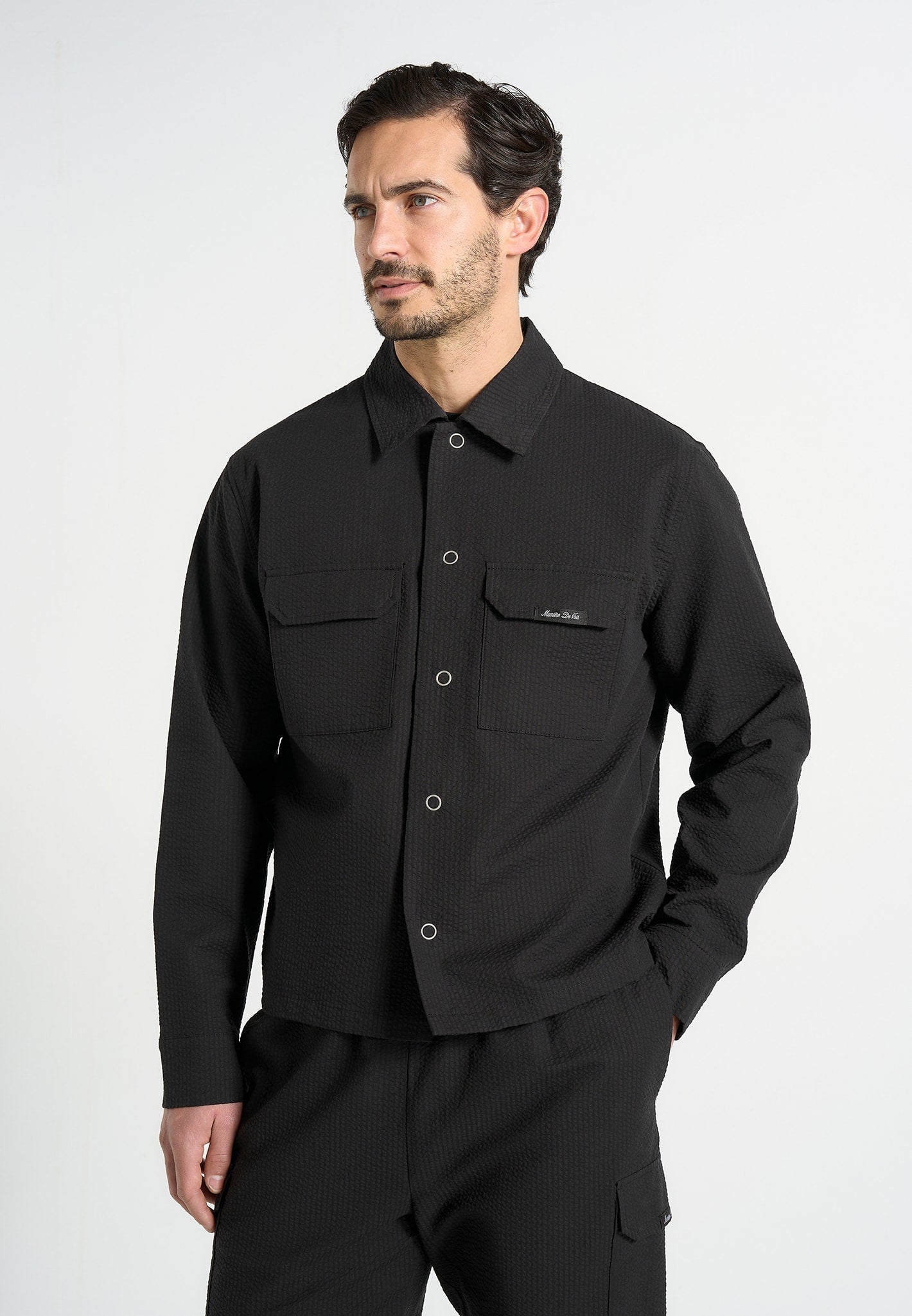 Milo - Textured Cargo Jacket - Black 