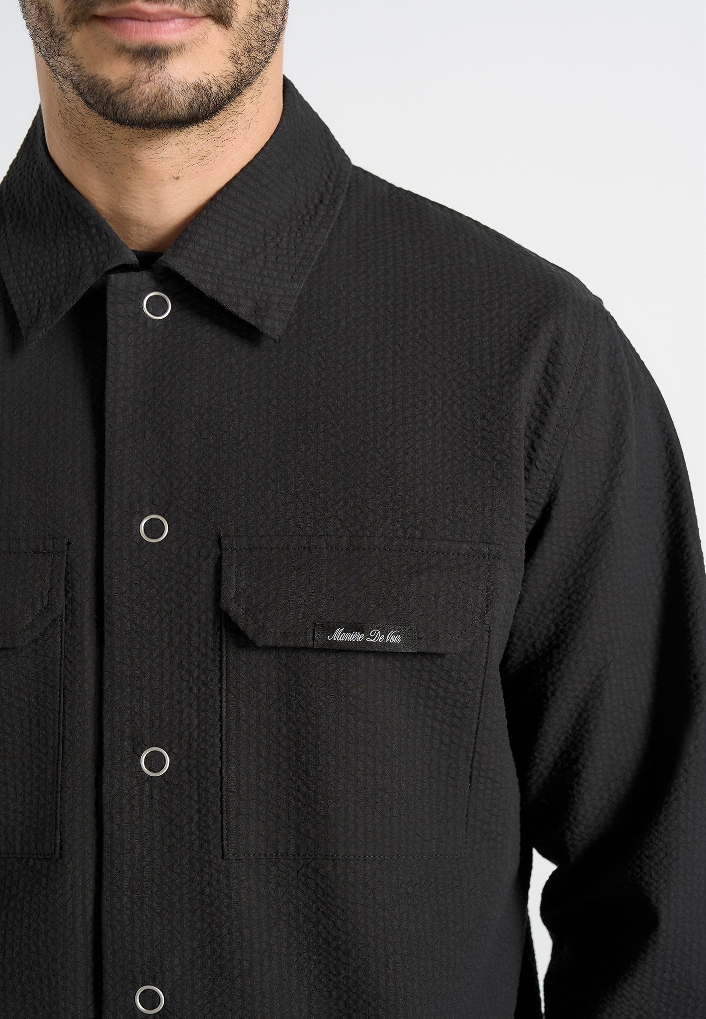 Milo - Textured Cargo Jacket - Black